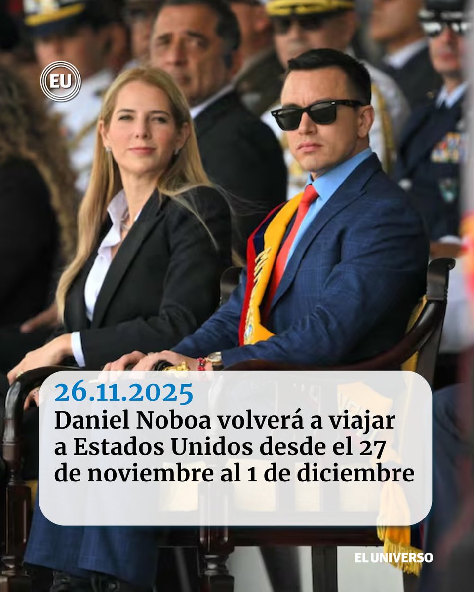 #DanielNoboa volverá a viajar a #EstadosUnidos desde el 27 de noviembre al 1 de diciembre ow.ly/AfFb50XyuuY