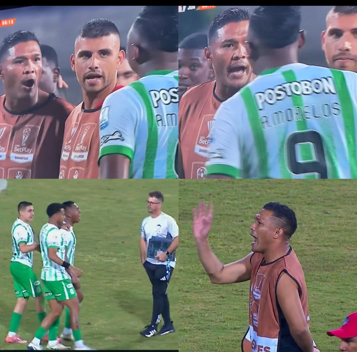 nuestrosdporte2's tweet image. #FPC Alfredo Morelos y Teófilo Gutiérrez tuvieron dos cruces en el partido que Nacional y Junior empataron en Itagüí.

El primer encontronazo fue al terminar el periodo inicial y luego cuando finalizó el cotejo.

👉 facebook.com/share/1CgZjLbg…