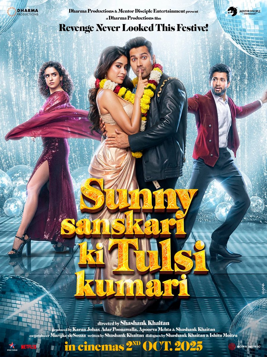 #SunnySanskariKiTulsiKumari (2025) by #ShashankKhaitan, ft. <a href="/Varun_dvn/">Varun Dhawan</a> #JanhviKapoor <a href="/sanyamalhotra07/">Sanya Malhotra</a> #RohitSaraf <a href="/iamMostlySane/">Prajakta Koli</a> <a href="/ManishPaul03/">Maniesh Paul</a> <a href="/Akshay0beroi/">Akshay Oberoi</a> #DharnaDurga <a href="/maninichadha/">Manini Chadha</a> &amp; <a href="/RohitashvG/">Rohitashv Gour</a>, now streaming on <a href="/NetflixIndia/">Netflix India</a>.

#KaranJohar <a href="/apoorvamehta18/">Apoorva Mehta</a>  <a href="/ishita_moitra/">misschamko</a>
