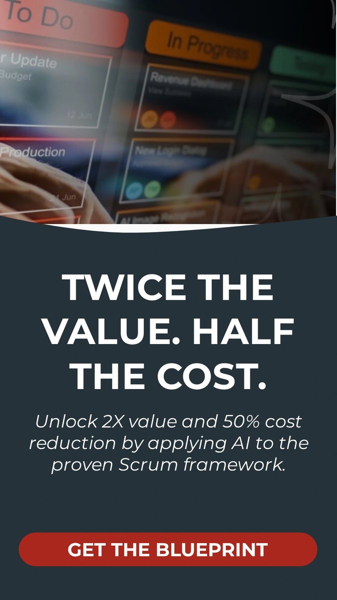 jvsmanagement's tweet image. Twice the value. Half the cost.
AI + Scrum is rewriting what teams can deliver—accelerating outcomes while reducing waste and increasing clarity.

Get the blueprint → scruminc.com/new-scrum-the-…
#AgileIntelligence #ScrumAtScale #AI #Agile #Velocity #FutureOfWork #Scrum