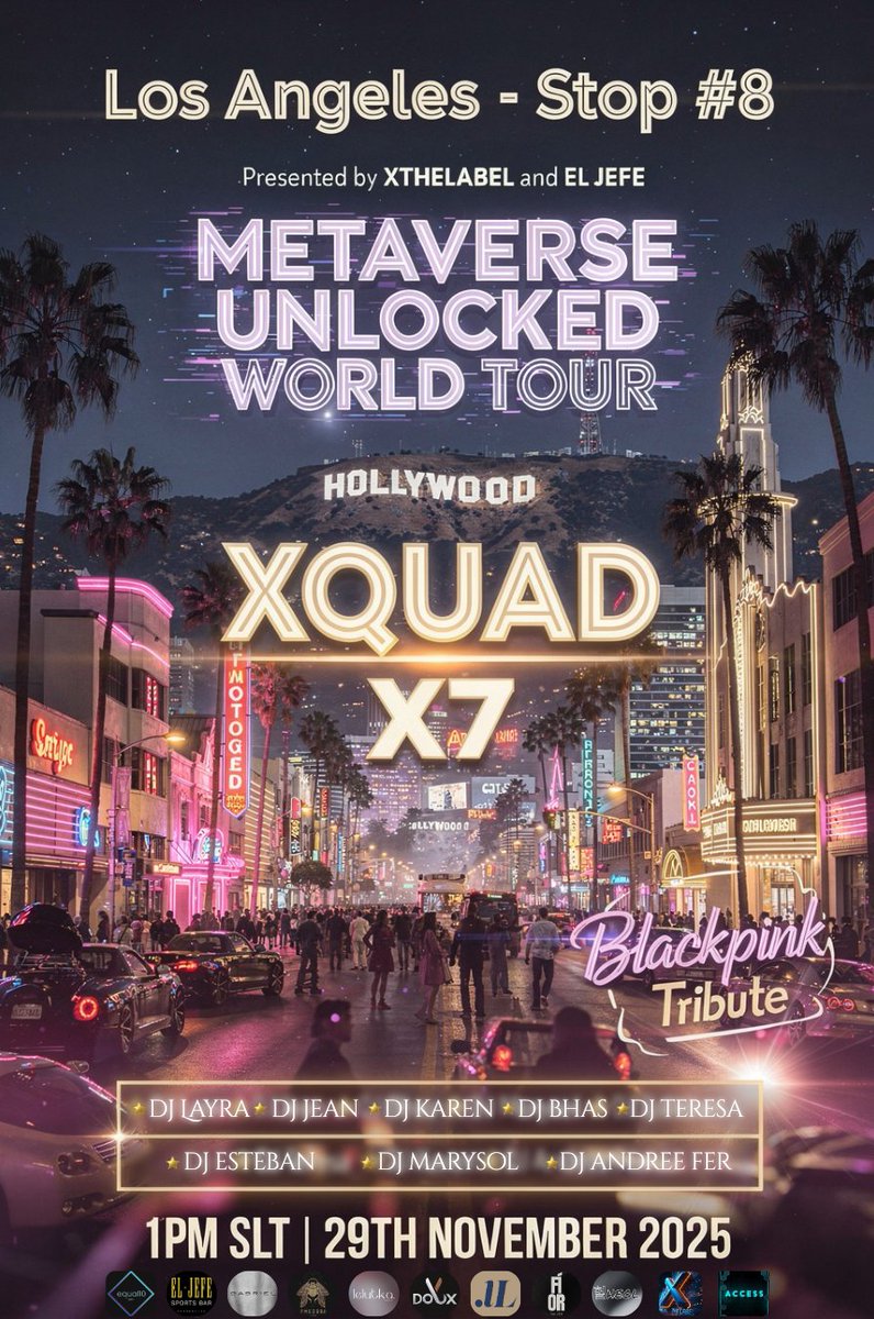 LOS ANGELES!!! Prepare for impact 🚨🔥
Xquad and X7 are about to shut it down on November 29th ❤️

Landmark: maps.secondlife.com/secondlife/Ido…

<a href="/GbtkTaku/">GABRIEL (Secondlife store)</a> <a href="/wanghaejinx/">Wang Hae-Jin | Khin Park</a> <a href="/LS_Moonites/">Luna 🇩🇴✊🏾♎👑</a> <a href="/DemonixNiki/">NikiDemonix</a>  <a href="/XTheLabel404/">XTheLabel404</a> <a href="/layrachanx/">ＬＡＹＲＡ🐰💜A💜R💜M💜Y💜</a>