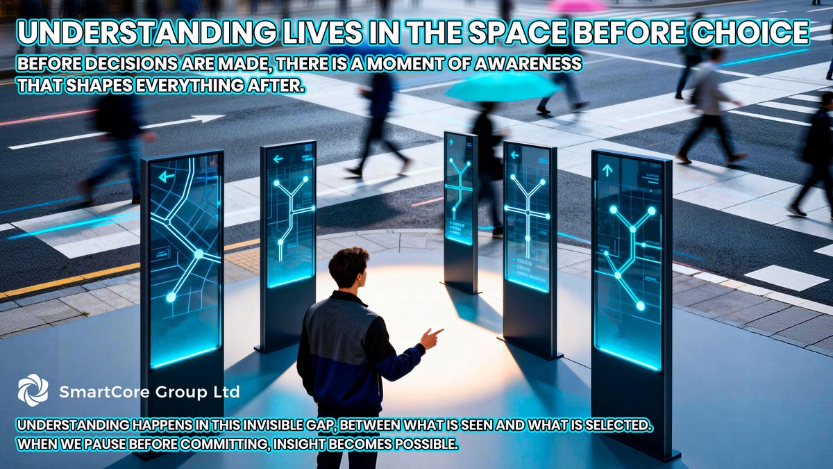 SmartCore_Group's tweet image. 🍀 Every decision begins in a quiet space.
🌐 At SCG, we focus on the pause before commitment.
📊 Insight lives where awareness takes shape.
🔈 Stillness speaks.

#SmartCoreGroup #DecisionSpace #InsightBeforeAction