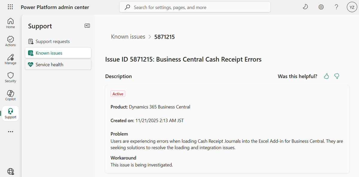 yzhums's tweet image. Business Central known issue: Business Central Cash Receipt Errors
admin.powerplatform.microsoft.com/support/knowni…

#Dynamics365 
#Dynamics
#MSDyn365
#MicrosoftDYN365 
#MSDyn365BC
#businesscentral
