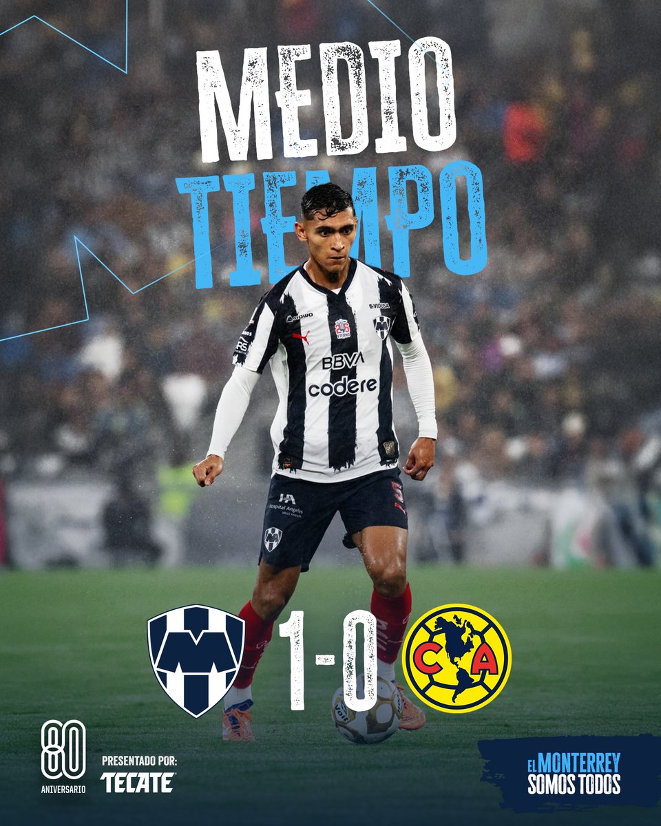 Rayados's tweet photo. 45' ⏱️ | Monterrey 1-0 América | 

¡Termina la primera mitad!🔥¡DALE, RAYADOS!💙

@CervezaTecate https://t.co/m0eU0ayUyU
