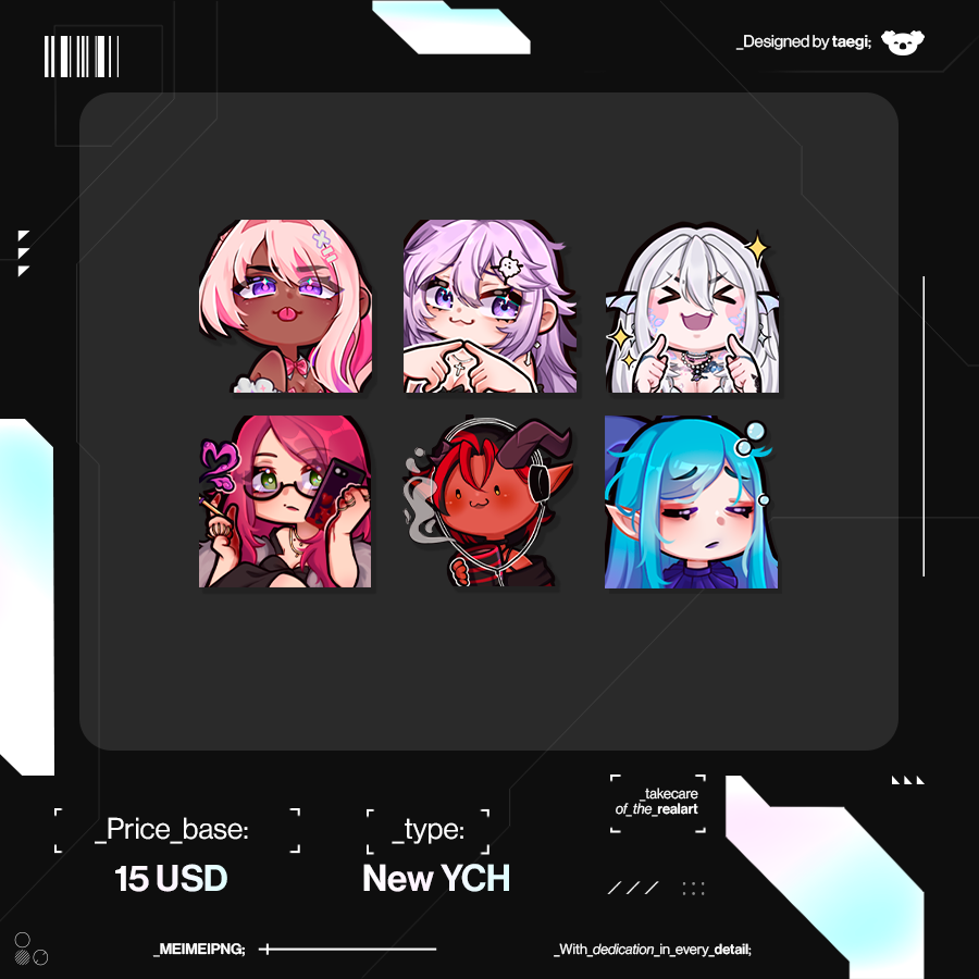 meimeipng's tweet image. 【🎐⋯ New YCH 】

I&apos;ve wanted to switch to the new YCH for a long time ~

🌸 Unlimited slots!
 ♡ + ↻ appreciated

━━━━━━ ⋯ 🎐⋯ ━━━━━━

#emote ꕤ #VGenComm  ꕤ #opencommissions ꕤ