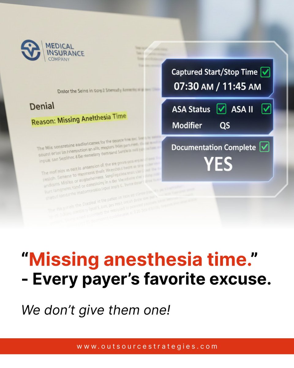 osi_medcoding's tweet image. Payers don’t need a reason to deny — but they’ll take any. Missing units, modifiers, or docs can derail even the cleanest claim. As a leading #anesthesiologycoding team, we close every gap so nothing’s left to interpretation.

No assumptions. No loose ends.
