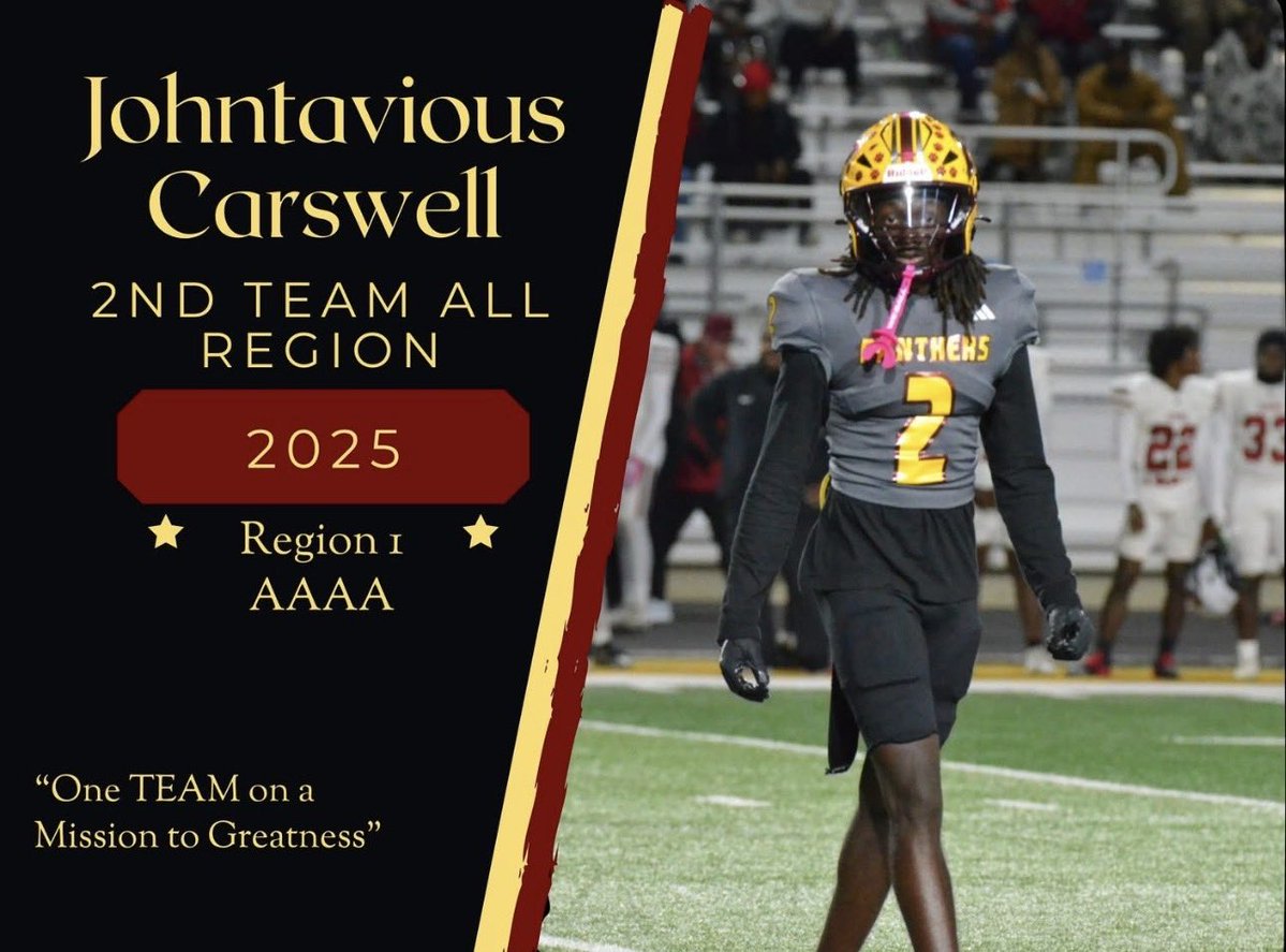 Very blessed to be on 1st team for all 478 and 2nd second team  for 4A- 1 Region!!! Ready to accomplish goals at the next level💪🏾💯‼️
<a href="/CoachWCampbell/">Witt Campbell</a> <a href="/CoachCarswell/">Gregory Carswell 👐🏿👣</a> <a href="/coach_Mahler/">Cody Mahler</a> <a href="/RishawnScott/">COACH SCOTT</a> <a href="/CoachQuez_1/">𝐐𝐮𝐞𝐳 𝐓𝐡𝐨𝐦𝐚𝐬</a> <a href="/gobigrecruiting/">Go Big Recruiting</a> <a href="/Coach_TSmith/">Taurean Smith</a> <a href="/CadenHyink/">Caden Hyink</a> <a href="/TimMathisCU/">Tim Mathis</a>