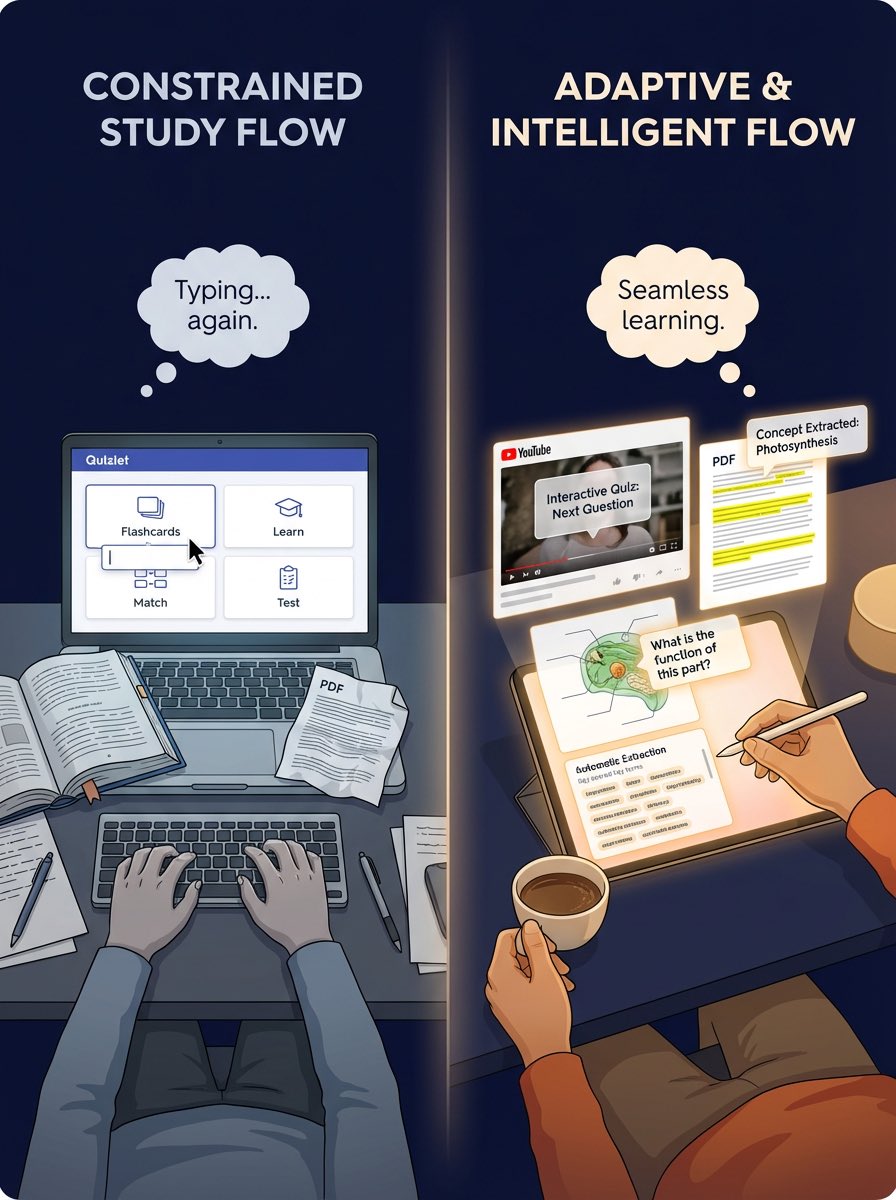 Cognition2025's tweet image. Quizlet gives you fixed modes and shallow recall. Cognition adapts to the content, the subject, and your brain.
When you study with Cognition, you build understanding that sticks.
#cognition #learningtech #deeptech #finalsweek #studysmart