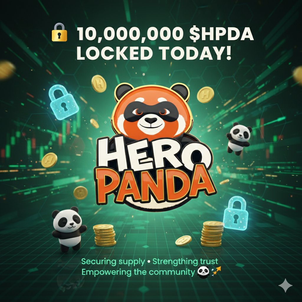 🔒 HEROPANDA UPDATE – MAJOR MILESTONE

Today, we take another big step forward.
✅ 10,000,000 $HPDA tokens are officially LOCKED, reinforcing supply security and strengthening the foundation of trust we’ve been building with our community from day one.

This move is not just