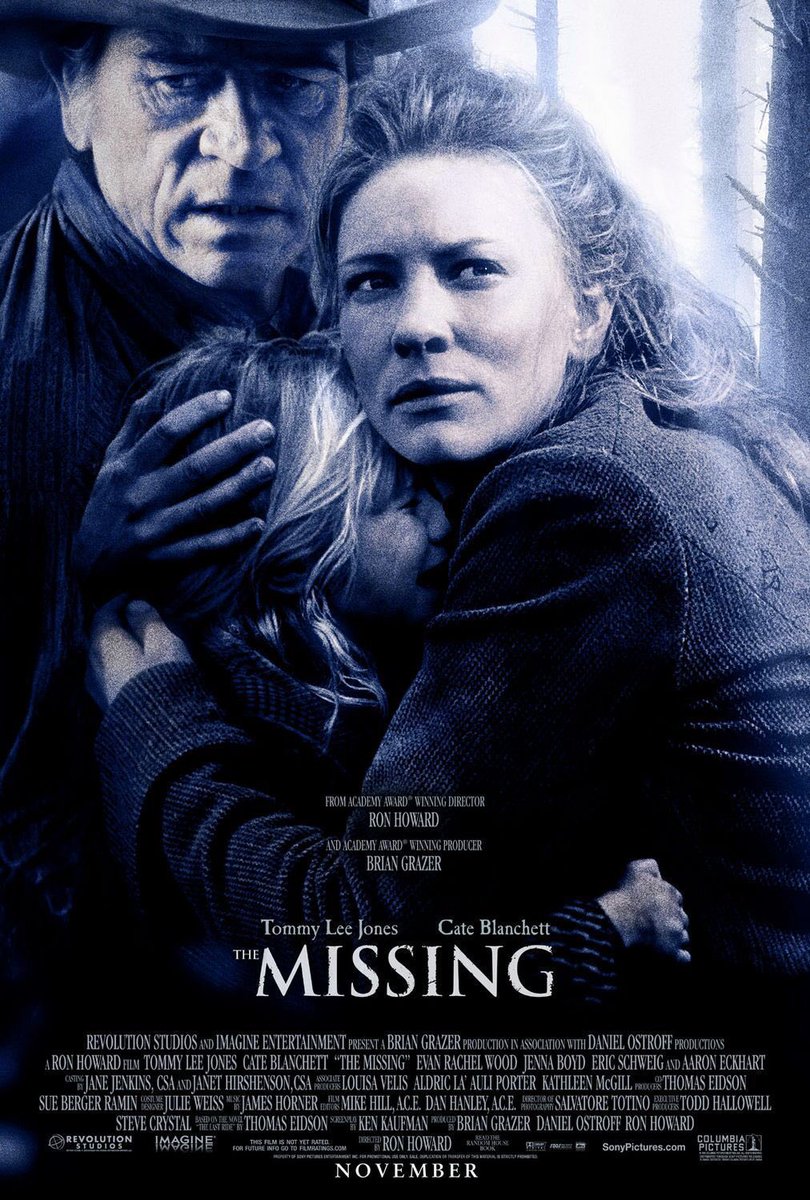 FilmNewsNos's tweet photo. 🎬MOVIE HISTORY: 22 years ago today, November 26, 2003, the movie ‘The Missing’ opened in theaters!

#TommyLeeJones #CateBlanchett #EvanRachelWood #JennaBoyd @aaroneckhart #ValKilmer #SergioCalderon #EricSchweig #ElisabethMoss #ClintHoward #JayTavare #MaxPerlich #RayMcKinnon https://t.co/GcYVjBYCAc