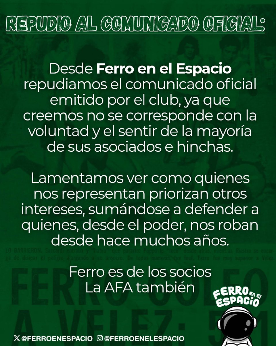 REPUDIO AL COMUNICADO OFICIAL EMITIDO POR EL CLUB.