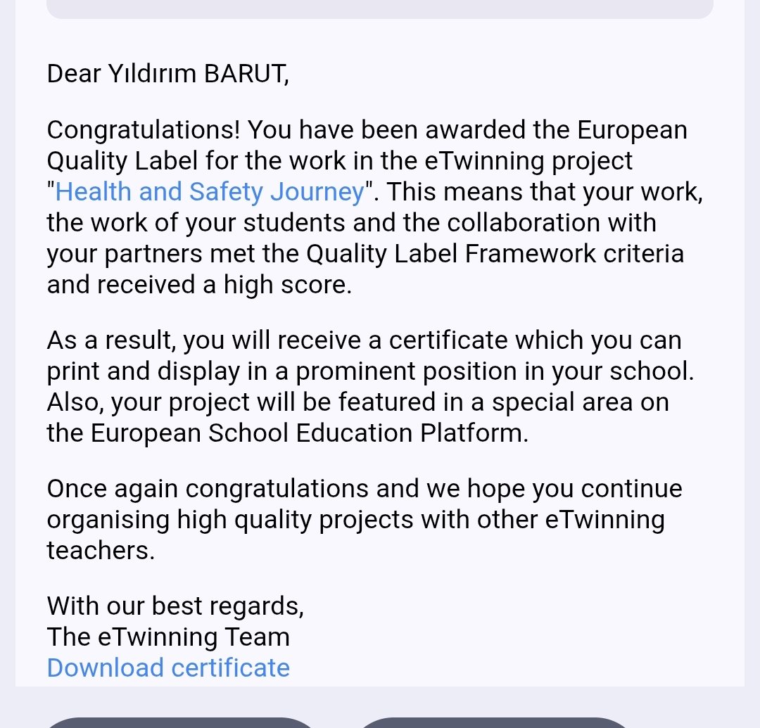 yldrmbarut's tweet image. Beş ülke ile birlikte yürüttüğümüz eTwinning projemizin Avrupa Kalite Etiketi ile ödüllendirildiğini duyurmaktan mutluluk duyuyorum!
#eTwinning #project

@Yusuf__Tekin
@sadoglu_salih
@Kayahansubasi