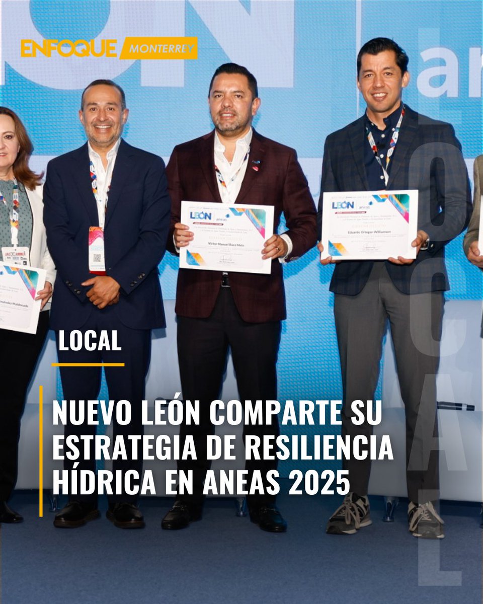 EnfoqueMty's tweet image. #Local 🟡| Nuevo León comparte su estrategia de resiliencia hídrica en ANEAS 2025.

El director de Agua y Drenaje de Monterrey expuso los avances del estado en eficiencia operativa, modulación de presiones.

🌐 enfoquemonterrey.com.mx
