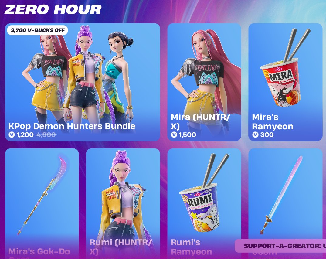 UltraUnit17's tweet image. Huntr/x is BACK and ready for the Zero Hour!!
Get them here: fortnite.com/item-shop/bund…
Use code: UltraUnit17 to support me :) #Fortnite #Ad #KPOPDEMONHUNTERS
