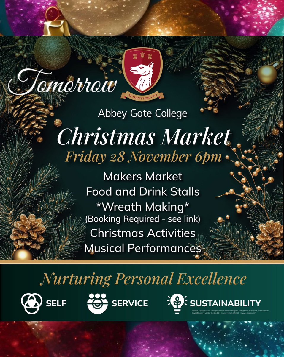 🌲🌲 TOMORROW FRIDAY 🌲🌲
Abbey Gate College Refectory, CH3 6EN.

A sparkling new Christmas tradition begins at the Abbey Gate College in Chester.

Join the Abbey Gate College TOMORROW Friday 28th November 2025 from 6pm for their new Christmas Market – a free festive evening