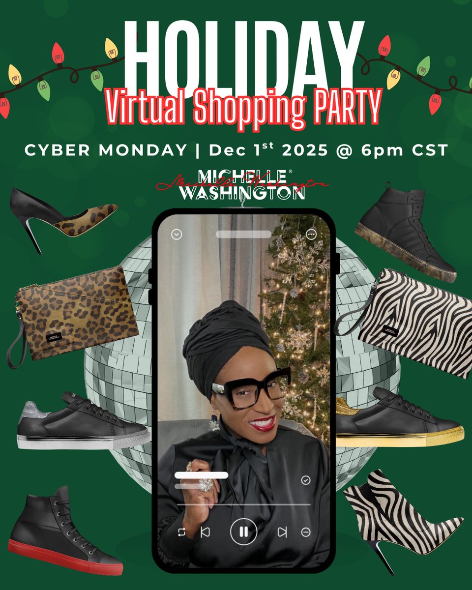 StylistMichelle's tweet image. Cyber Monday Live Shopping Event with Michelle Washington® Shoes

🗓 Monday, December 1st 2025
⏰ 6:00 PM CST
📍 Live on GOOGLE MEET

**REGISTRATION REQUIRED**
(Form below 👇🏾)
forms.gle/hVG5naMYLUFSmr…
