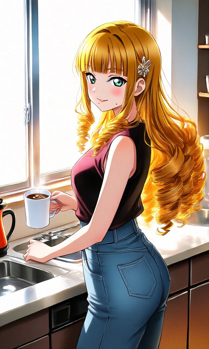 朝のお遊びが上手くいったので👱‍♀️ AIイラスト aiart 黒澤ダイヤ