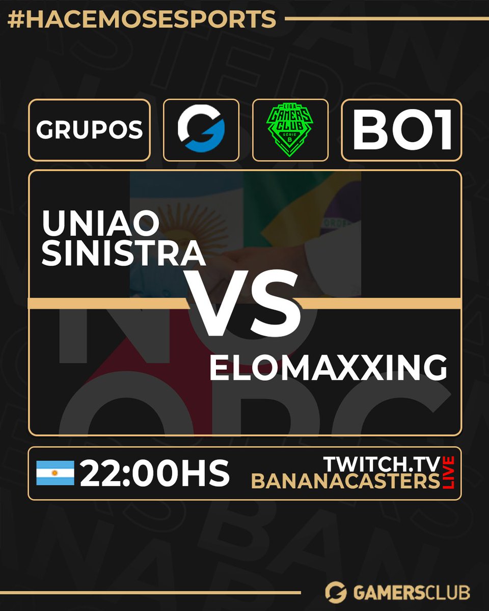 BananaCasters's tweet photo. #SerieB 🟢| Ligas @GamersClubCSes 

A continuacion 🇧🇷#EloMaxxing  vs 🇧🇷🇦🇷@UniaoSinistraCS por los grupos de la Serie B!

⌚️22:00hs🇦🇷
🎙️@RomanCabrio  @Tanoesports @Andr3w_v2  @SethAlvez 
📺🟣https://t.co/4ksXEjxcf9
📺🟢https://t.co/0LeUkXbqcJ

#Hacemosesports https://t.co/O2dQZaMw2q