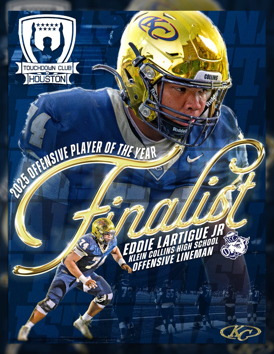 Congratulations to our guy <a href="/eddielartigueJr/">Eddie Lartigue Jr. 3⭐️</a> on being selected as a finalist for the 2025 player of the year by the <a href="/HoustonTouchdo1/">Houston Touchdown Club</a> What a tremendous honor for one of the best to ever wear the navy and gold! #TigerPride #4MB
