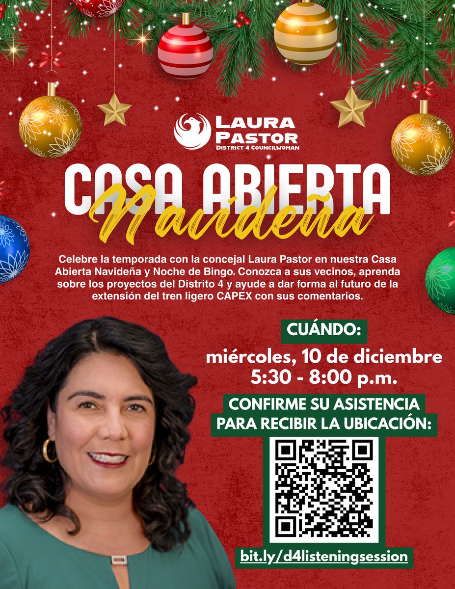 Join me and the District 4 team for a festive and informative evening at our Holiday Open House &amp; Bingo Night!

This is a great opportunity to meet your neighbors, learn about ongoing District 4 projects, and share your feedback on the proposed CAPEX light rail extension. Your