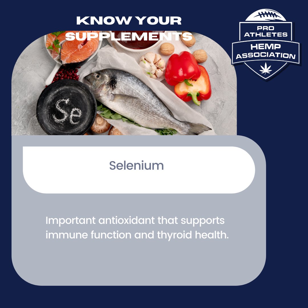 HempForPros's tweet image. &quot;Selenium, a powerful antioxidant, plays a crucial role in supporting immune function and thyroid health. It helps protect the body from oxidative stress and infections. Adding Selenium to your diet can boost your immune system.  #Selenium #AntioxidantPower #ImmuneBoost&quot;