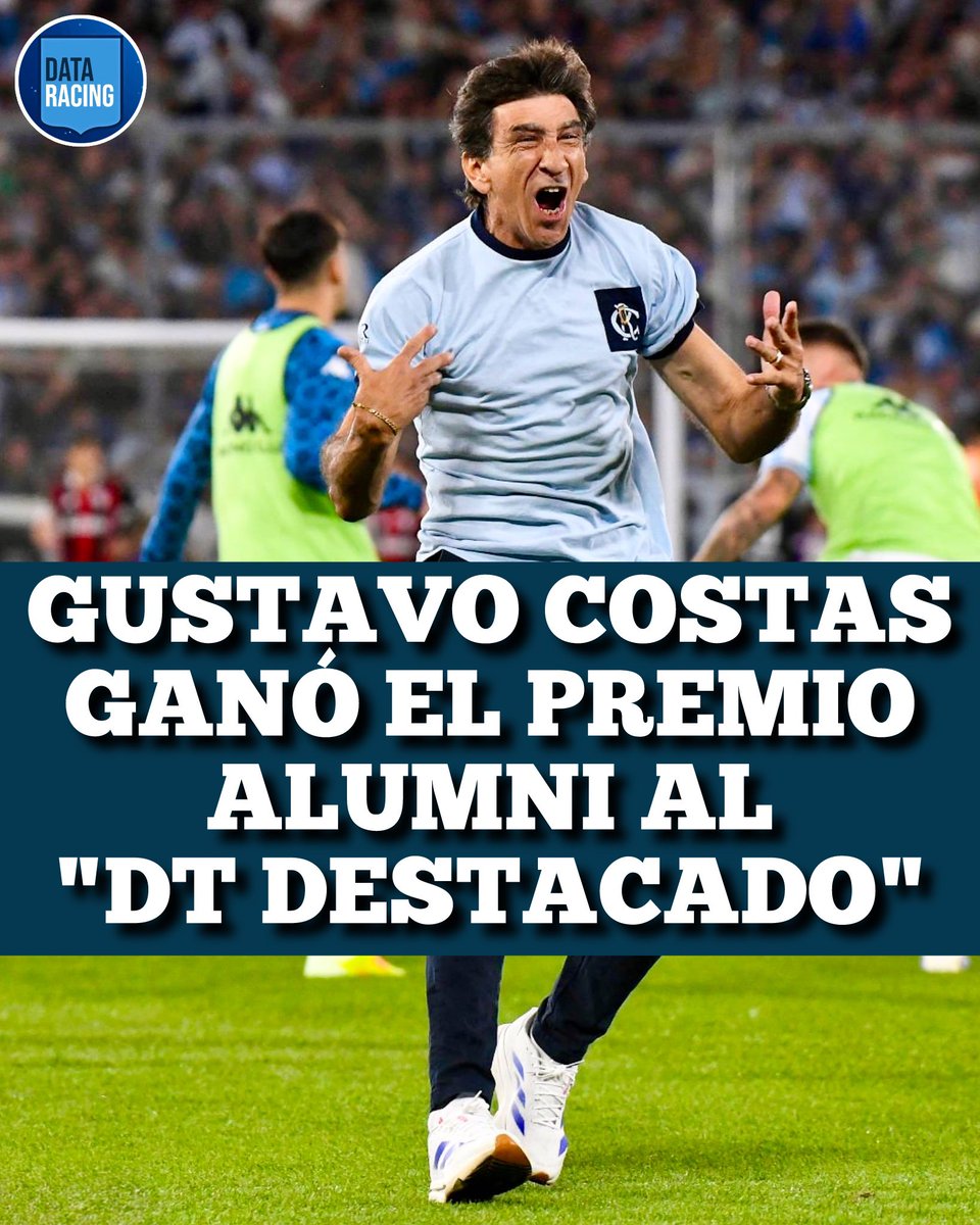 ¡¡ÚLTIMO MOMENTO!! 💣💣

👉🏻 GUSTAVO COSTAS GANÓ EL PREMIO ALUMNI COMO "DIRECTOR TÉCNICO DESTACADO".

🔝 La ceremonia se realiza en el Predio de AFA en Ezeiza y el entrenador de RACING compartió galardón con Gustavo Quinteros por lo que este último hizo en Vélez.