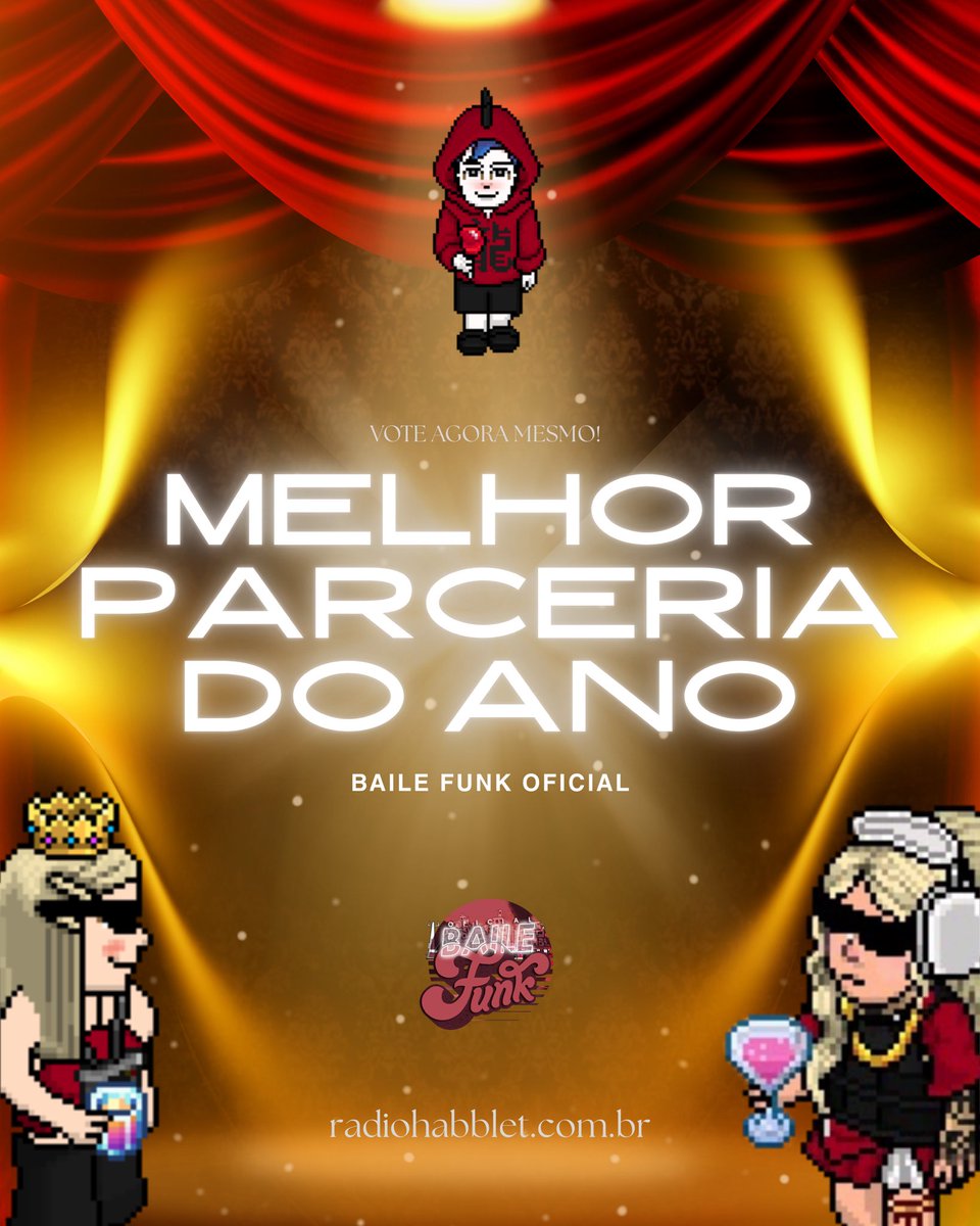 bailefunkofc's tweet image. Os Melhores do Ano ✨
Chegou a hora de reconhecer quem fez história em 2025! 💥

Vote na categoria Melhor Parceria do Ano: Baile Funk e mostra pra geral quem dominou as pistas, os bailes e o coração da galera! 🏆

🗳️ Acesse e vote: rádiohabblet.com.br bora fazer barulho! 🚀🔥