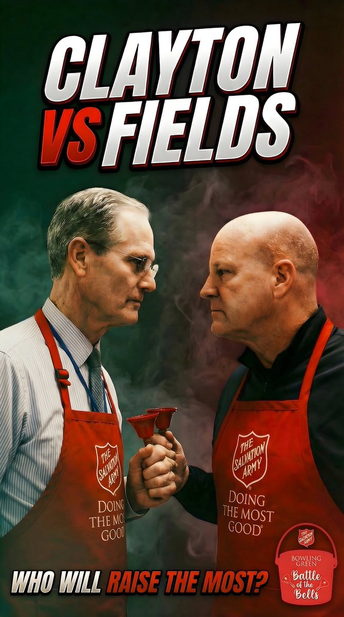 misskels's tweet image. @SASalvationArmy BG’s Battle of Bells: SUPERINTENDENTS EDITON: 

BG Superintendent Gary Fields – $820 
VS. 
WC Superintendent Rob Clayton – $505

LET’S KEEP THE MOMENTUM GOING PURPLES!!!!! 💜💛 
Will you help keep the Purples ahead??? Donate here:
…salvationarmykentuckyandtennessee.org/fundraiser/682…