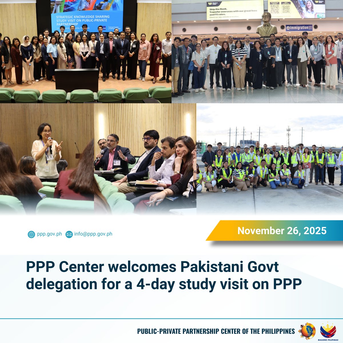 𝐏𝐏𝐏 𝐂𝐞𝐧𝐭𝐞𝐫 𝐰𝐞𝐥𝐜𝐨𝐦𝐞𝐬 𝐏𝐚𝐤𝐢𝐬𝐭𝐚𝐧𝐢 𝐆𝐨𝐯𝐭 𝐝𝐞𝐥𝐞𝐠𝐚𝐭𝐢𝐨𝐧 𝐟𝐨𝐫 𝐚 𝟒-𝐝𝐚𝐲 𝐬𝐭𝐮𝐝𝐲 𝐯𝐢𝐬𝐢𝐭 𝐨𝐧 𝐏𝐏𝐏

Please read: ppp.gov.ph/press_releases…