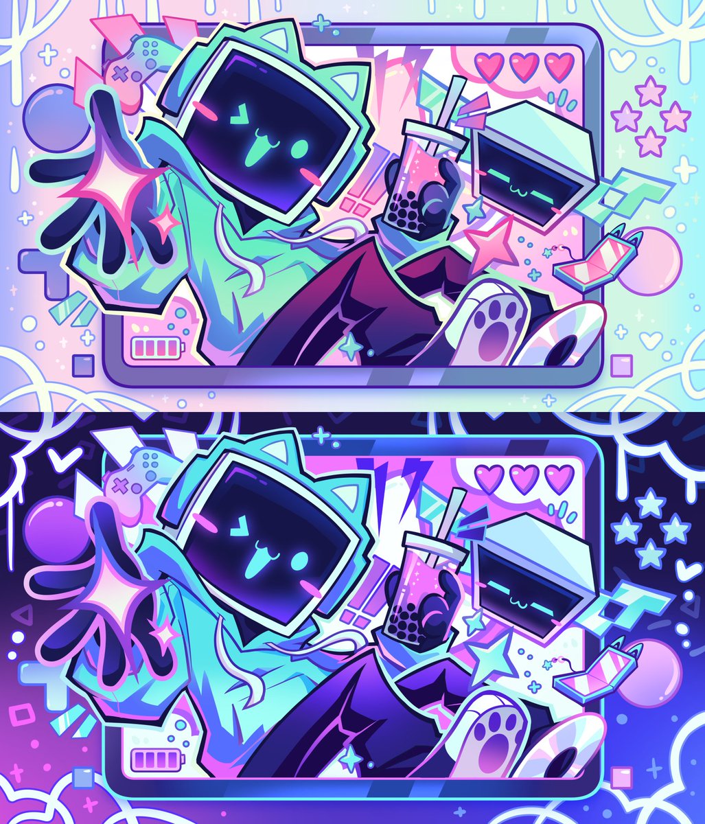 Cyber_Crows's tweet image. I got to draw these playmat designs! which one is the better version?👀