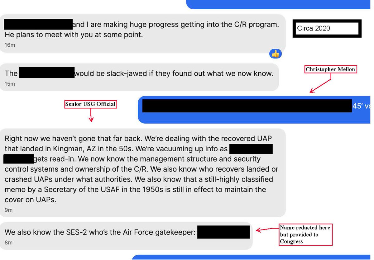 Reminder: General Clapper is not the only reason <a href="/ChrisKMellon/">Christopher K. Mellon</a> is throwing shots at the <a href="/usairforce/">U.S. Air Force</a>.

He released this Signal exchange last year, that was approved by DOPSR, with a senior official who was “considerably more high-ranking than whistleblower Dave Grusch”.