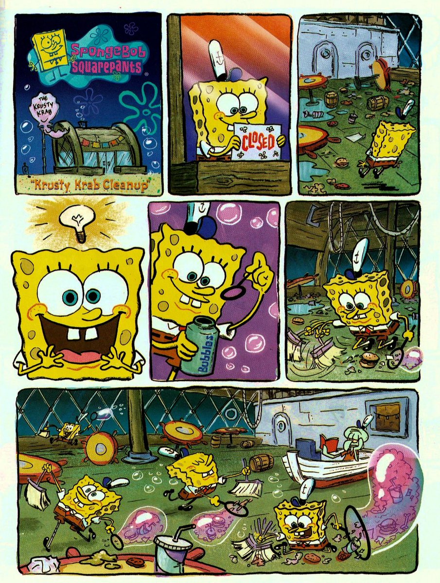 DeSoupBowl's tweet image. This single 2 page comic captures the lightheartedness of SpongeBob very well.