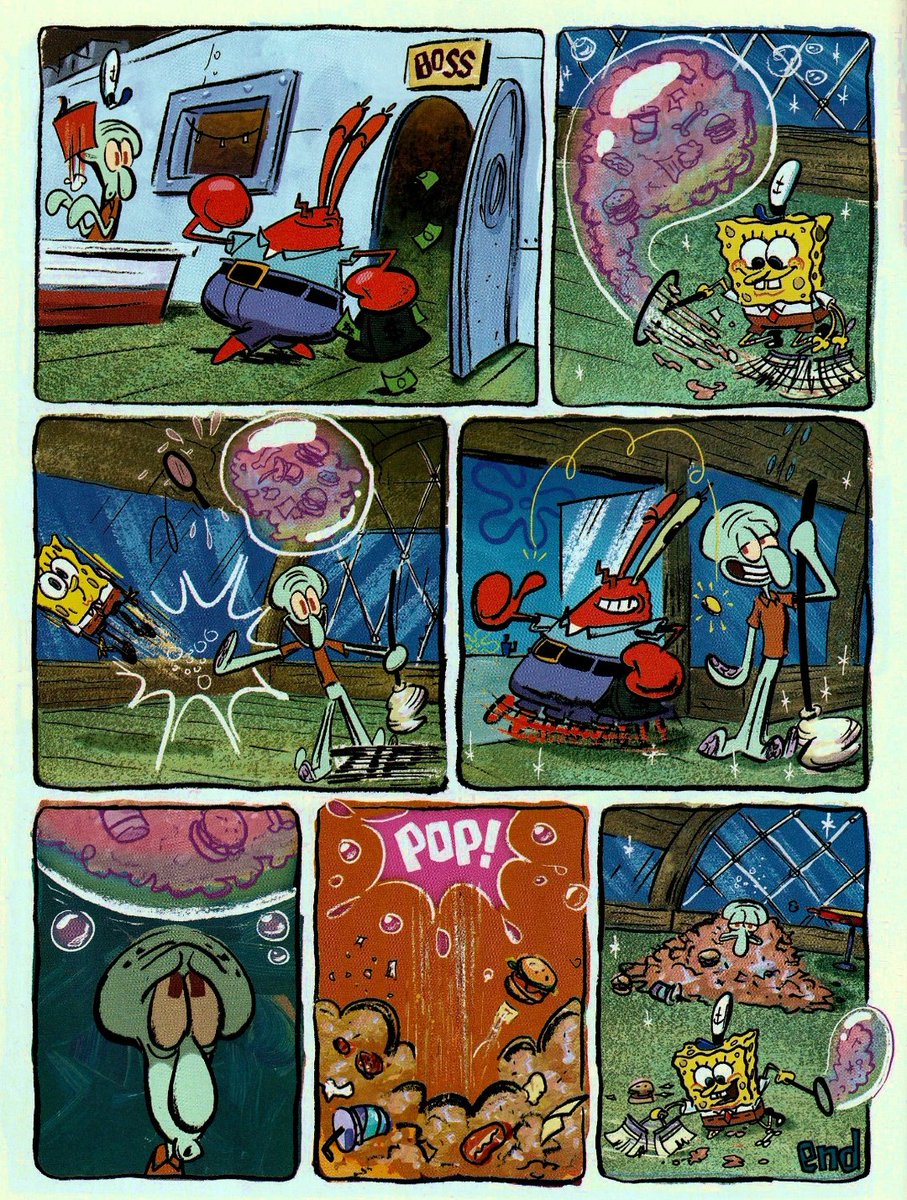 DeSoupBowl's tweet image. This single 2 page comic captures the lightheartedness of SpongeBob very well.