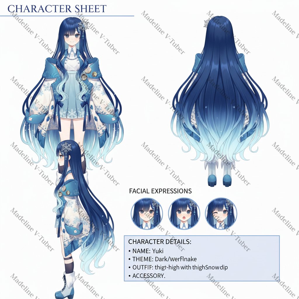 madelinevtuberr's tweet image. Model sheet finished  Perfect for rigging + branding. DM to secure your  commission! #VTuberSheet #VTuberDesign