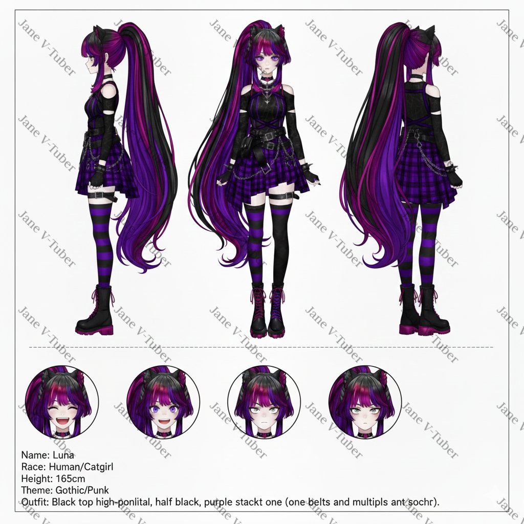 janeevtuber's tweet image. Model sheet finished  Perfect for rigging + branding. DM to secure your  commission! #VTuberSheet #VTuberDesign