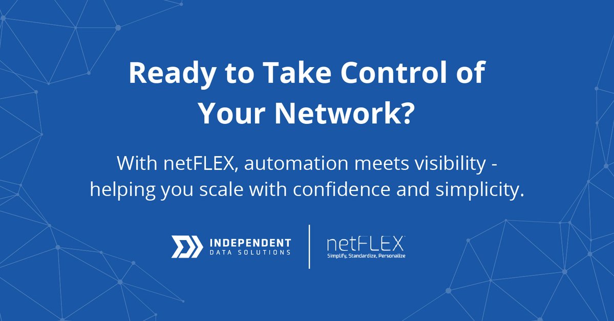 IndependentData's tweet image. Rethink network management with netFLEX.

It automates transport networks with real-time analytics, multi-vendor support &amp;amp; self-serve tools. 

Scale smarter: ow.ly/r9IH50XrqTy 

#netFLEX #NetworkAutomation #IDS