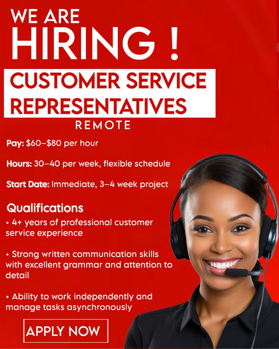 SumtinBeneficia's tweet image. Job Vacancy (Remote)

Follow @SumtinBeneficial on social media in order not to miss out on updates that may benefit you or a friend...Follow the link to apply 👇

lnkd.in/dWBnjncH

#SumtinBeneficial #RemoteJob #CustomerService