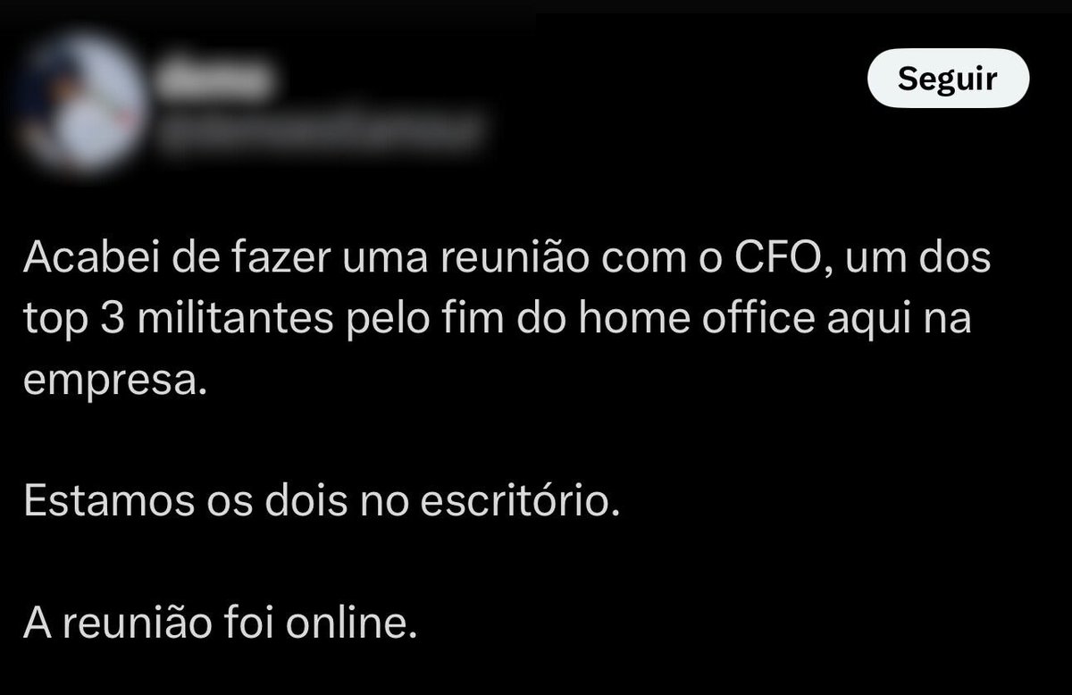 nathfinancas's tweet image. Esse tweet é um exemplo perfeito de como essa onda contra o home office é muito doida. Se eu trabalho 100% pelo telefone ou computador, qual a diferença entre fazer de casa ou enfrentar 2 conduções e 2h30 no transporte público? 

Pra mim isso é puro controle. Claro que há…