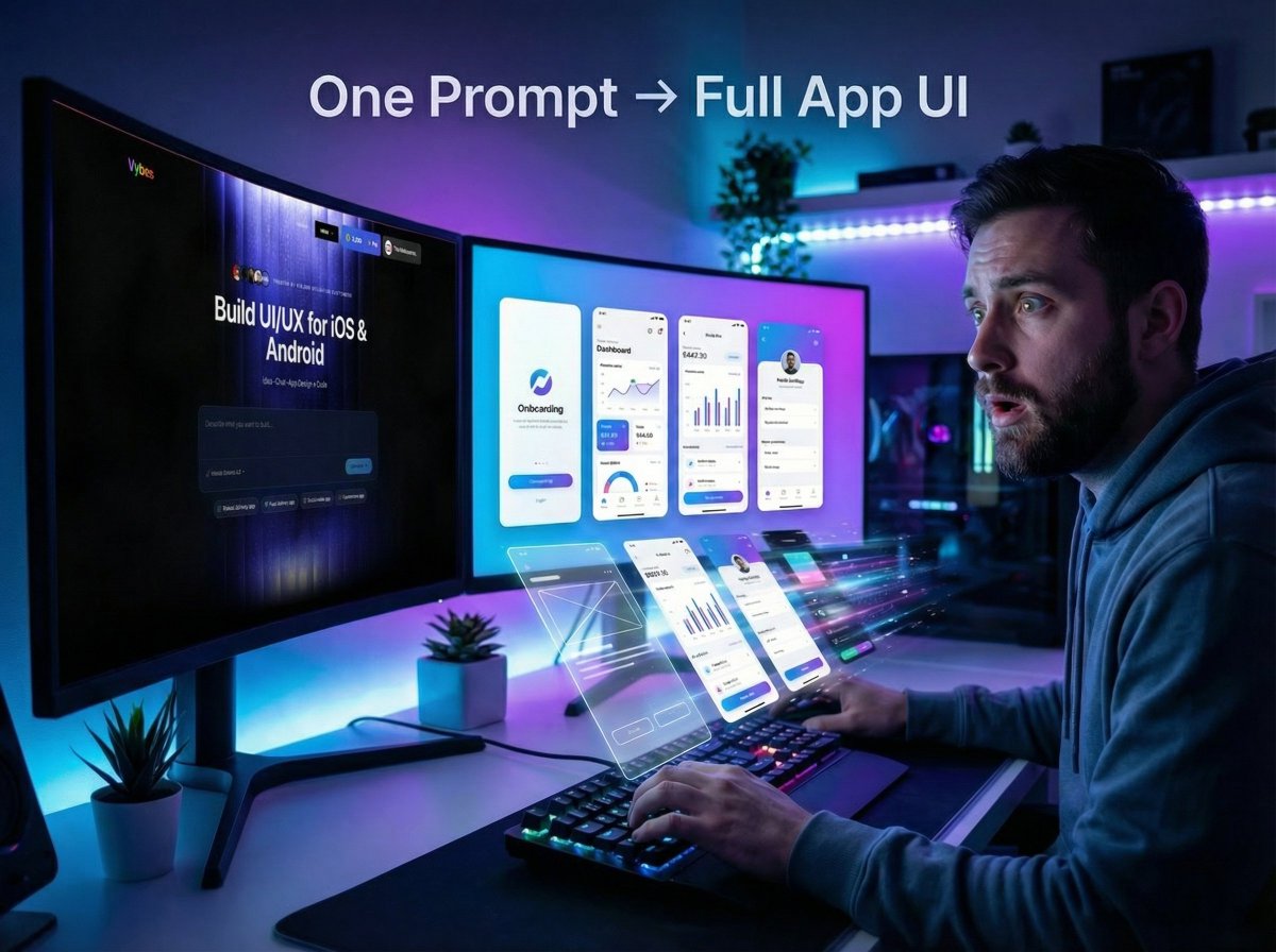 Mr_Zain72's tweet image. I just launched an AI tool that designs your entire mobile app UI + gives you the code for every screen… from ONE prompt.

Not one screen. Not a mockup. Your whole app. iOS + Android. Expo + Flutter + RN.
If you’re a developer, this changes EVERYTHING.
👉 vybes.dev/api/t/b4e9gja2