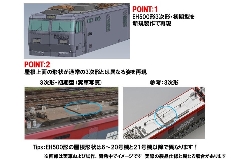 tateishi_ayame's tweet image. JR EH500形電気機関車（3次形・初期型）のご案内②です。
EH500形3次形初期型を新規製作で再現！
2エンド側屋根上のベンチレーターは強制通風式の大型へと交換された姿を再現します。

2026年5月発売予定です。
#TOMIX #トミックス

tomytec.co.jp/tomix/products…