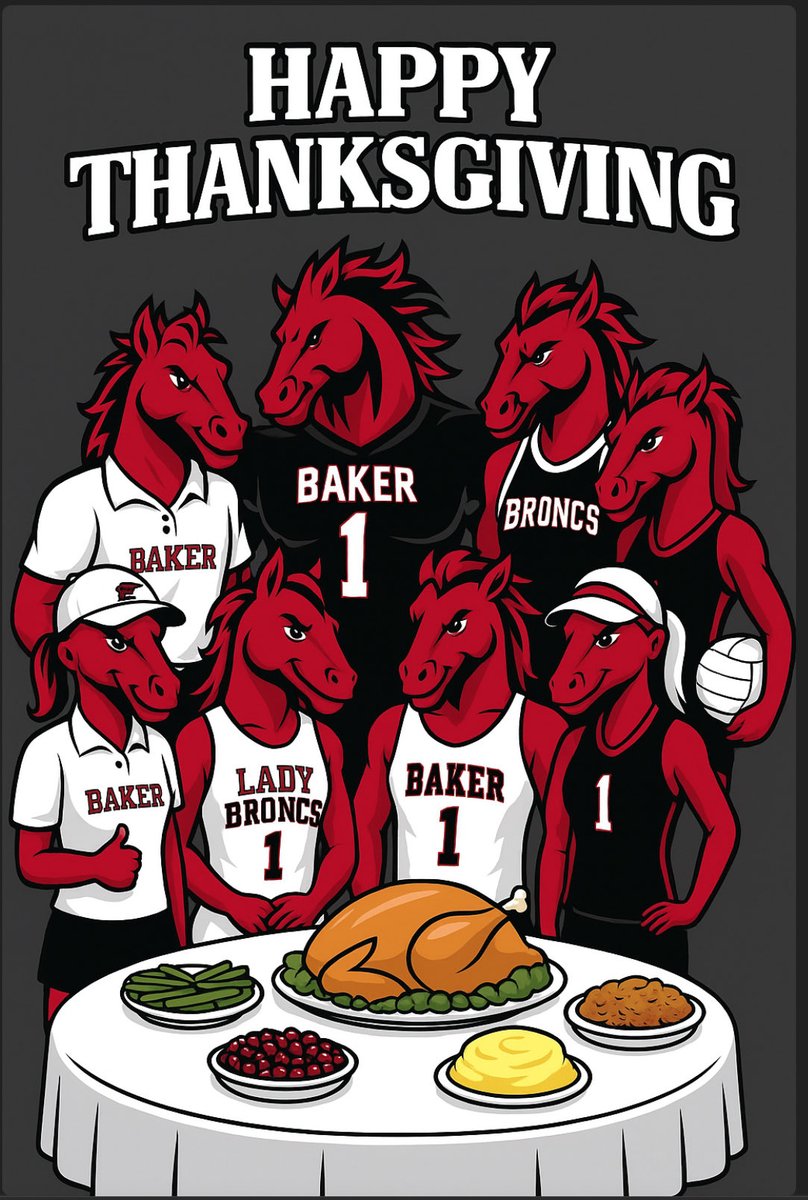BroncAthletics's tweet image. Happy Thanksgiving from your Baker Broncs! @BmsCcisd @wbrayfootball @wbrayhs #Thanksgiving