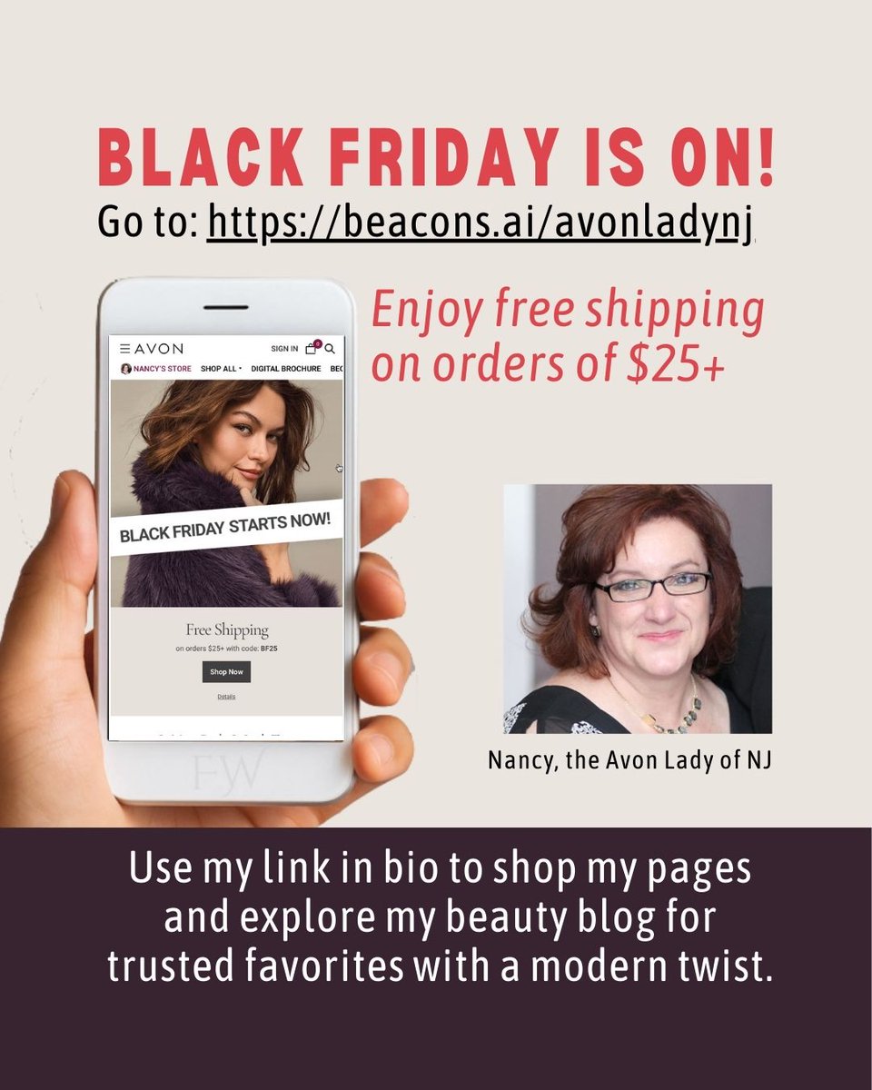 Black Friday Is On — Shop the Easy &amp; Smart Way ✨

Find the best of classic Avon and today’s trendin gbeauty products on my buy/sell pages and beauty blog. Visit my Link in Bio for free shipping on $25+ orders! Shop Now 💖

#BlackFriday2025  #BlackFriday #AvonLadyNJ