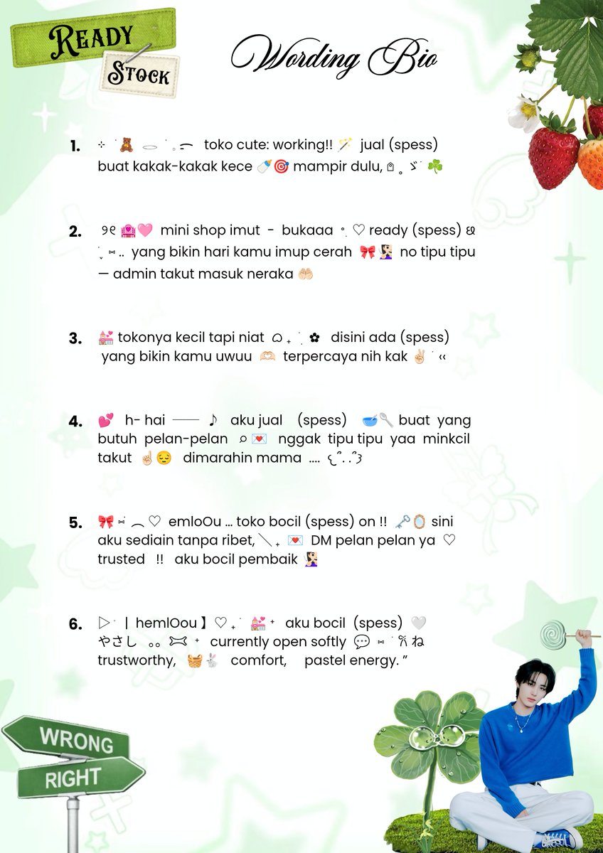 taesantsn's tweet photo. ⠀
                           𝄞   ⋮  おはよう！
              bantu  rt/repost? terima kasih

aku bawa rs wording bio &amp; wording promosi dengan harga yang bisa kamu cek di alt, juga avail costum langsung ke dm ya, have a nice day 🫧

#zonauang #zonajajan https://t.co/F9hYYzMNN3