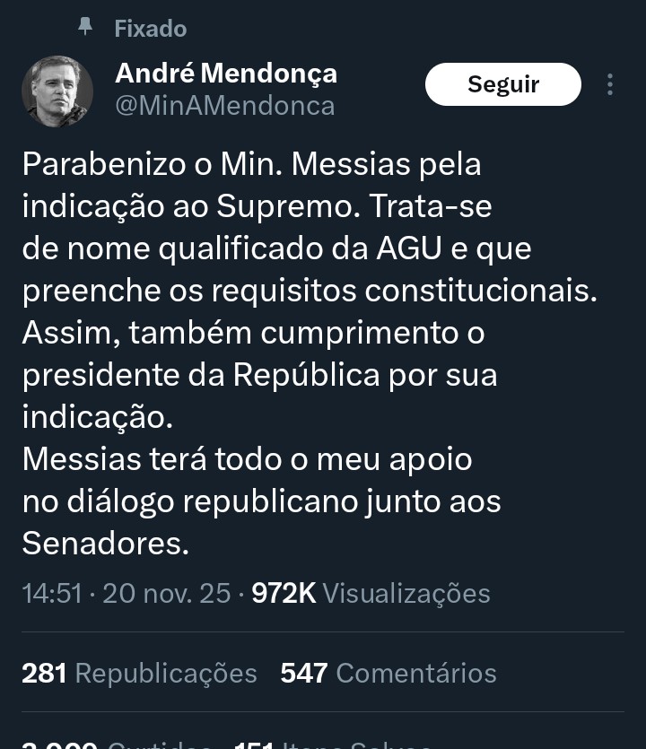 Ely_solsinha's tweet image. André, se o próprio Mendonça publicou que iria dialogar com senadores... Qual  a surpresa com essa notícia?