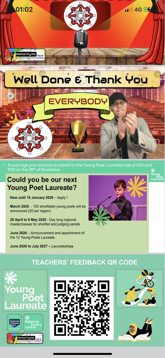 St Benedict’s Primary School, Birmingham, 26th Nov 2025 (<a href="/Literacy_Trust/">National Literacy Trust</a> &amp; <a href="/NatPoetryCentre/">National Poetry Centre</a>’s Young Poet Laureate Programme).

Delivering a fun interactive assembly of rhyming games, original story and interactive performance about ‘Respect’. 

#oracy #safeguarding #wellbeing