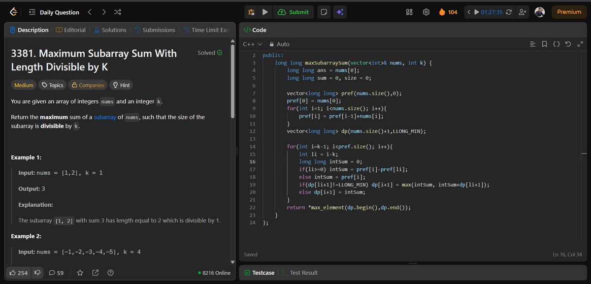 _Shiva_iitp's tweet image. Today&apos;s #Leetcode #POTD 
Solved using dp array, I know there must be some simpler approach.