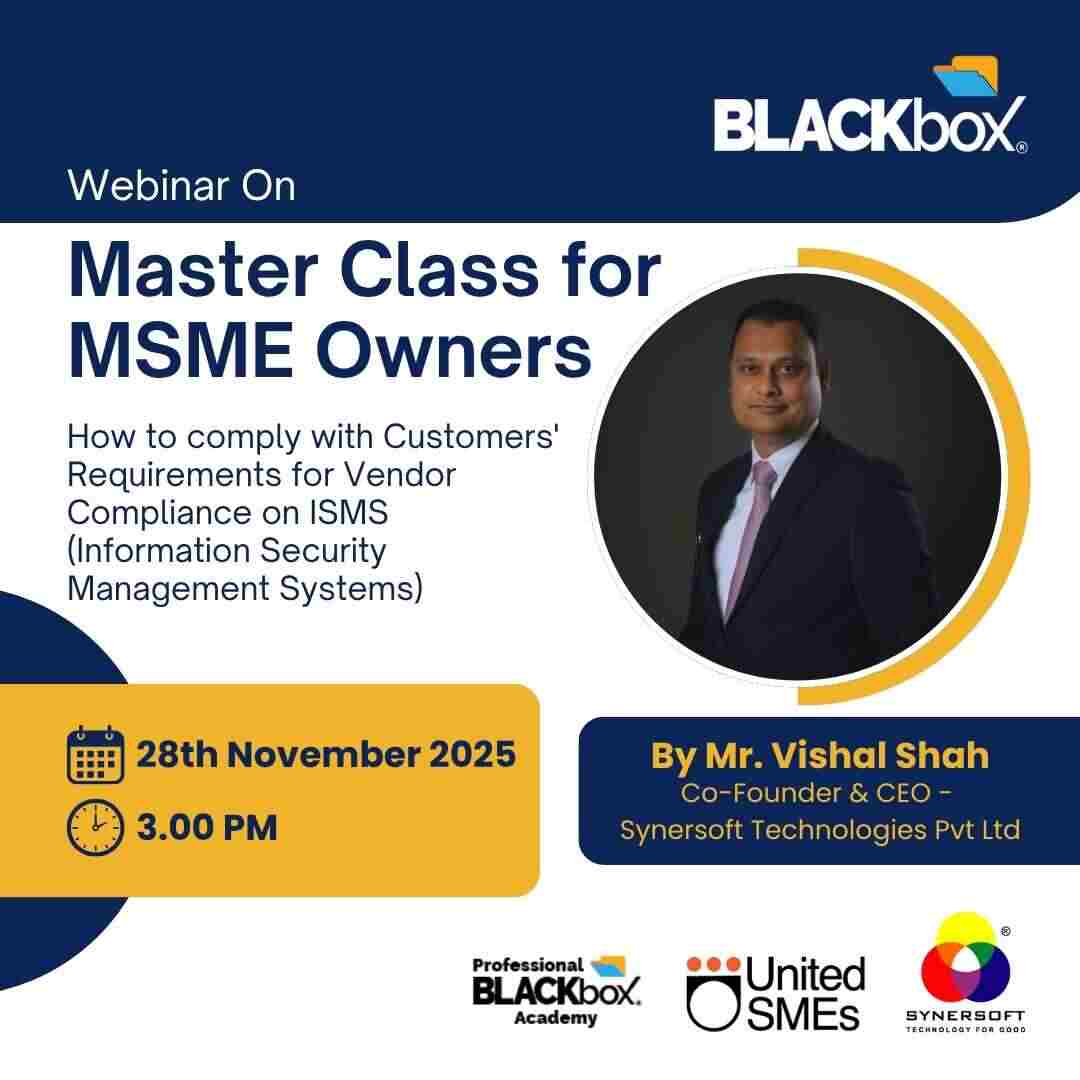 SynersoftTech's tweet image. MSMEs: Stop losing deals over complex ISMS/Data Security rules! 🛡️

FREE Master Class with Vishal Shah teaches you to meet vendor compliance demands &amp;amp; ace audits—cost-effectively.

📅 Tomorrow (28th Nov) @ 3 PM IST

Register: synersoft.in/webinars/28thN…

#MSME  #ISMS #Synersoft