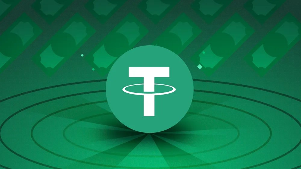 緑色背景にTether USDTロゴ