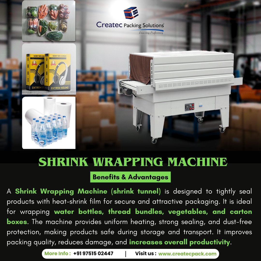 CreatecPacking's tweet image. Shrink Wrapping Machine 
Perfect for tight, protective and professional packaging!
 
Contact: +91 97515 02447
Createc Packing Solutions — Ensuring Proficiency

#ShrinkWrappingMachine #ShrinkTunnel  #ShrinkPack  #BundlePackingMachine  #PackagingIndustry #FMCGPackaging