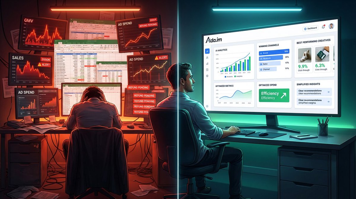 ada_dataanalyst's tweet image. Black Friday isn’t a marketing event — it’s a reporting nightmare.

Teams are drowning in:
• GMV tracking
• hourly sales updates
• ad performance reports
• refund spikes
• channel inconsistencies
• manual Excel merging

That’s exactly where Ada.im shines.…